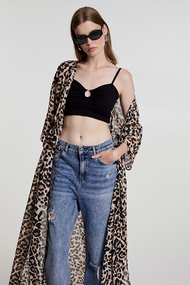 Μάξι κιμονό animal print
