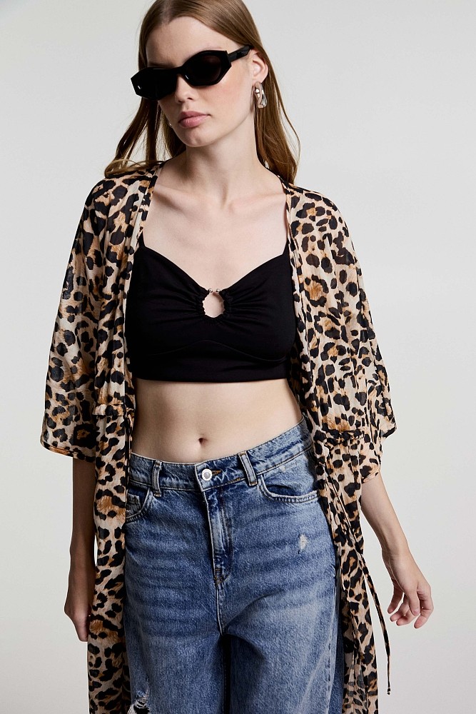 Μάξι κιμονό animal print