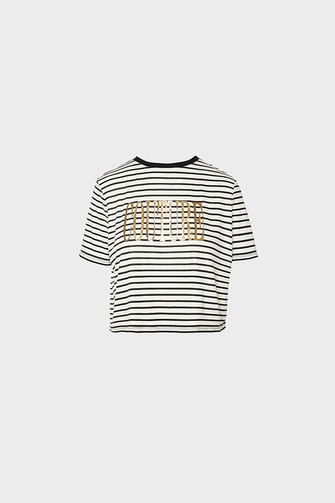 Crop top ριγε με foil τύπωμα