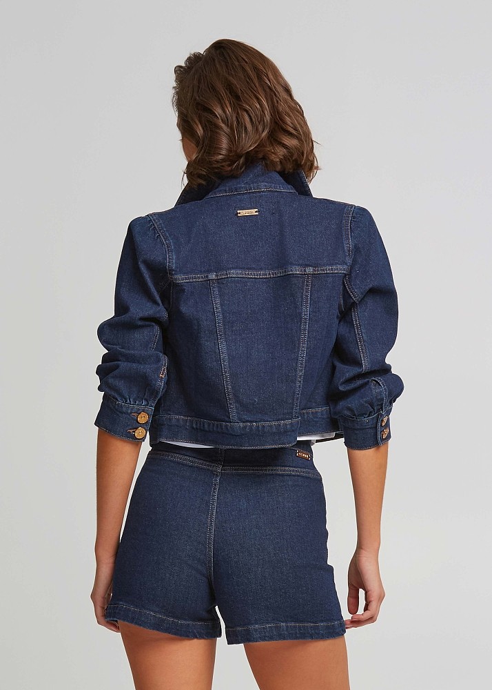 Denim Σορτς με μεταλλικές λεπτομέρειες