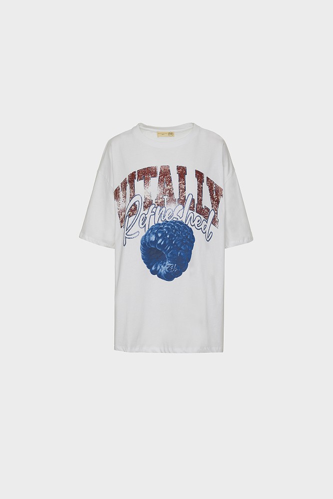 Oversized t-shirt με τύπωμα και στρας