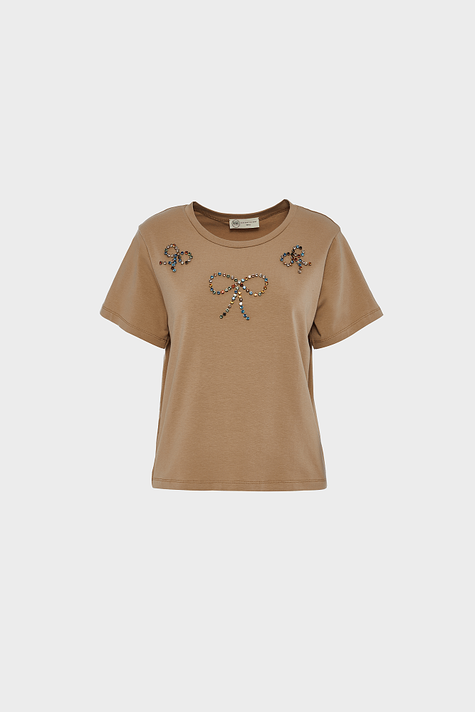 T-shirt με φιόγκους από στρας