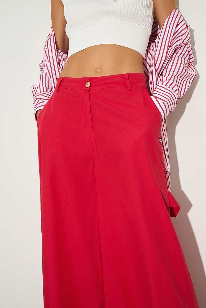 Wide leg βαμβακερό παντελόνι