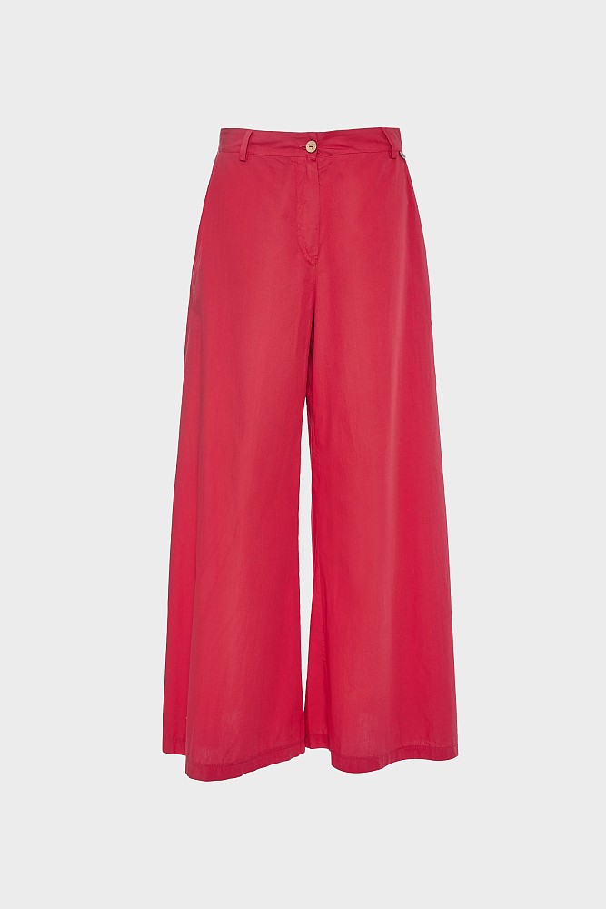 Wide leg βαμβακερό παντελόνι