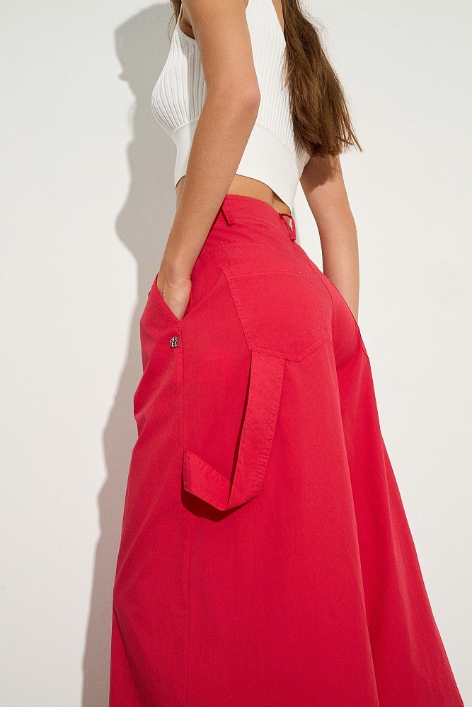 Wide leg βαμβακερό παντελόνι