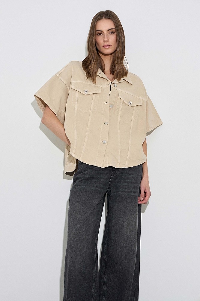 Overshirt distressed με τύπωμα
