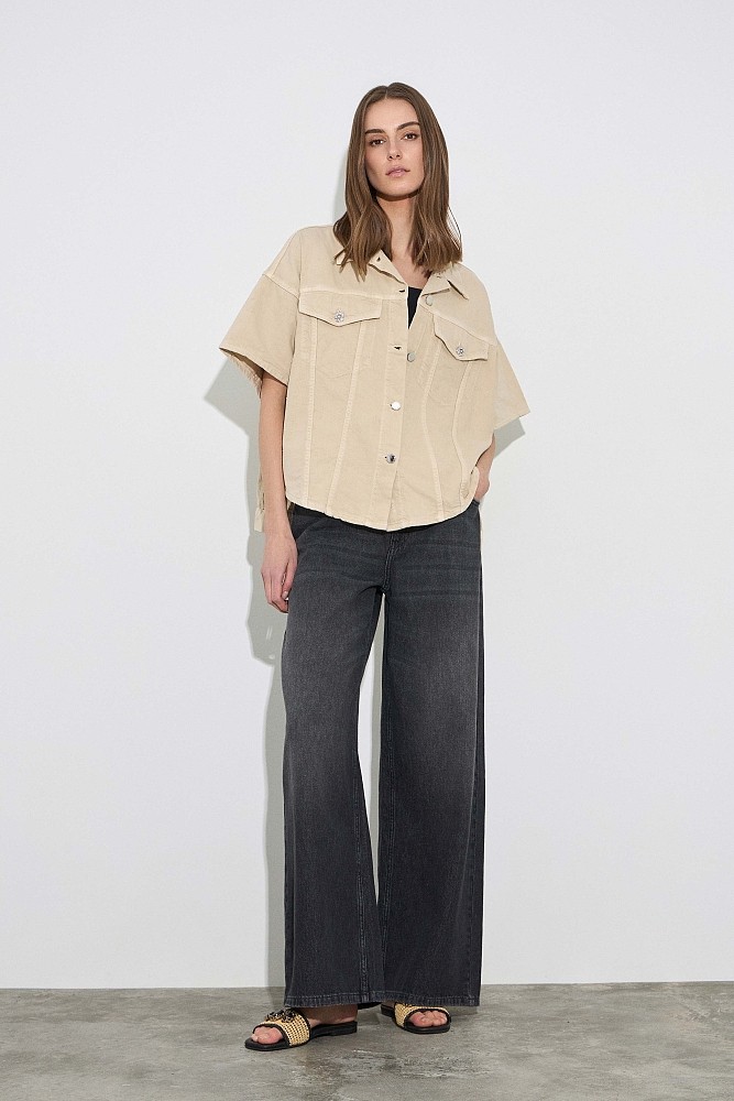 Overshirt distressed με τύπωμα