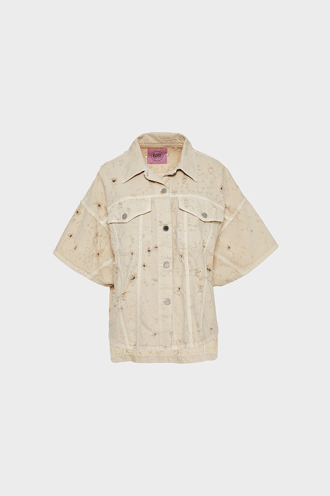 Overshirt distressed με τύπωμα