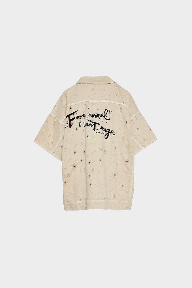 Overshirt distressed με τύπωμα