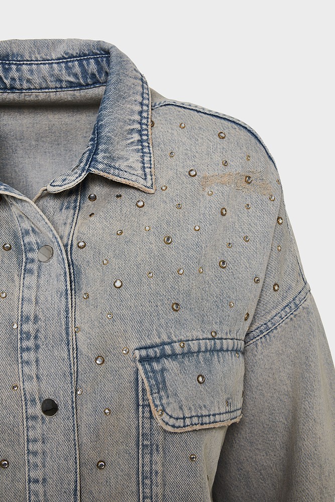 Overshirt denim με στρας