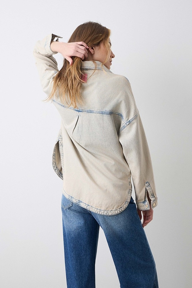 Overshirt denim με στρας