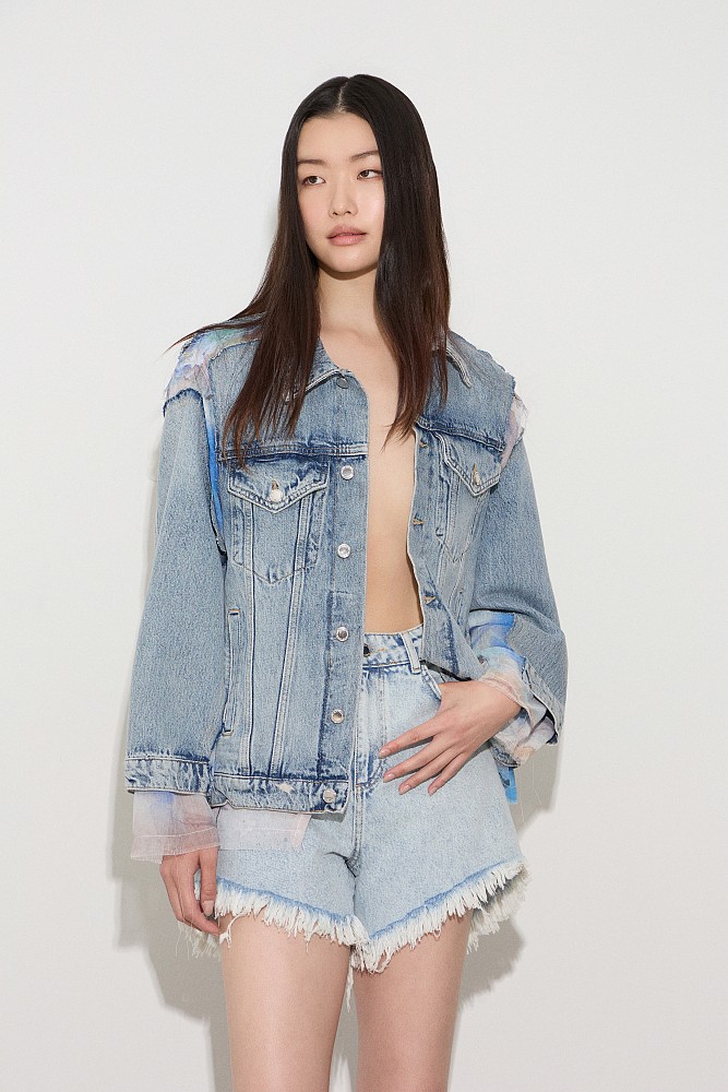 Denim τζάκετ με ύφασμα
