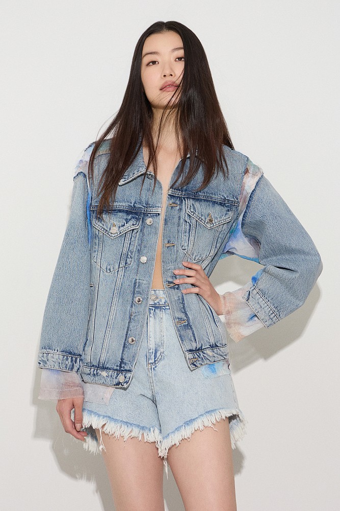 Denim τζάκετ με ύφασμα