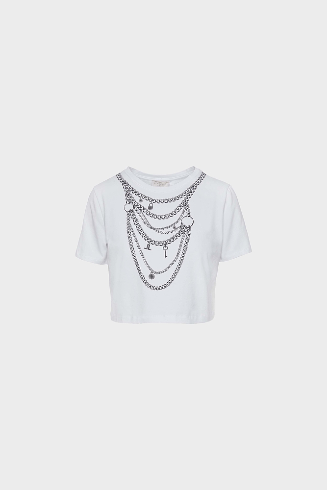 Κροπ T-shirt με τύπωμα