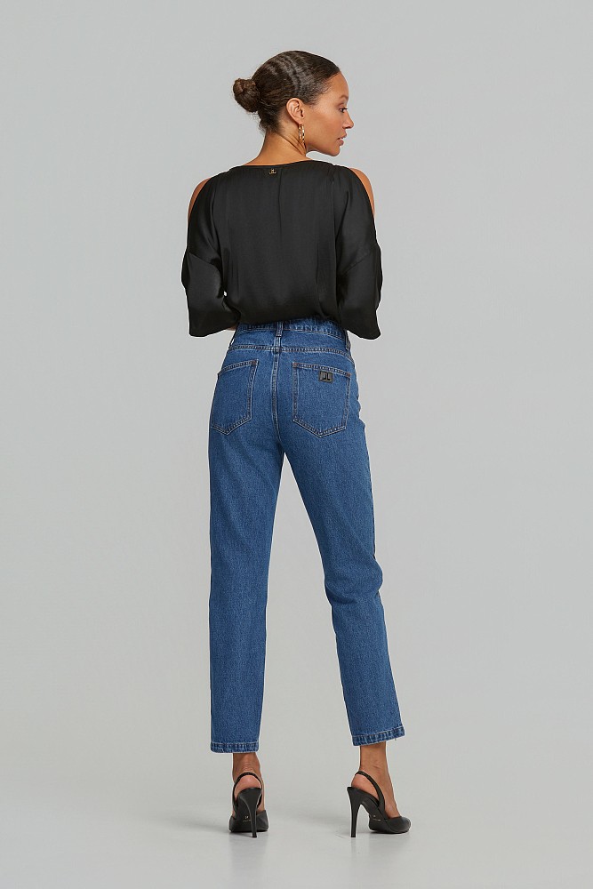 Mom fit τζιν παντελόνι με λεπτομέρειες