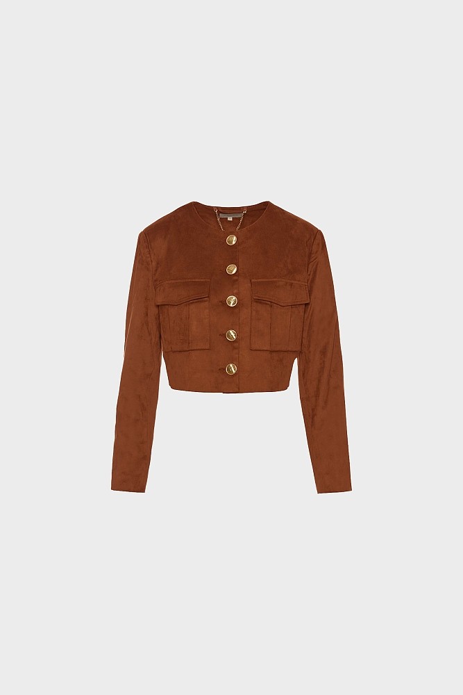 Κροπ τζάκετ σε σουέτ όψη