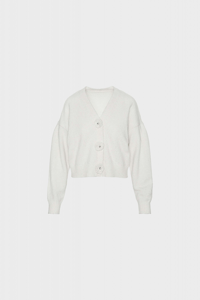 Πλεκτή ζακέτα με κουμπιά λουλούδια