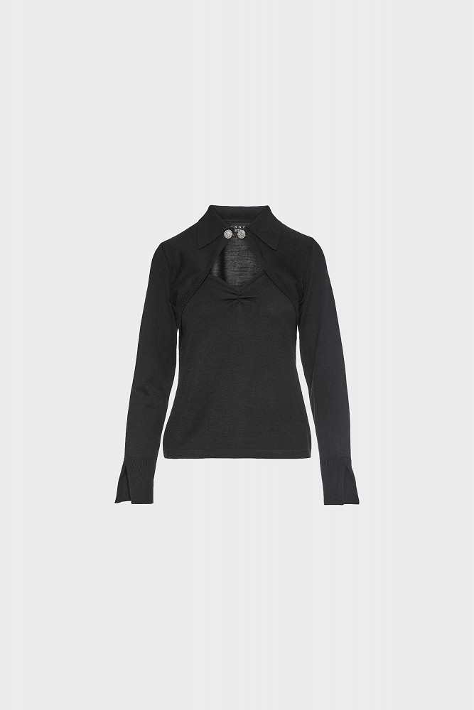 Πλεκτή μπλούζα με άνοιγμα