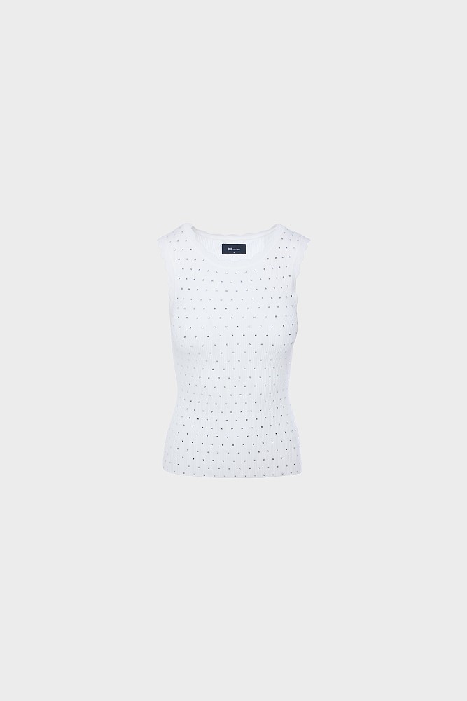 Αμάνικο ribbed τοπ με στρας
