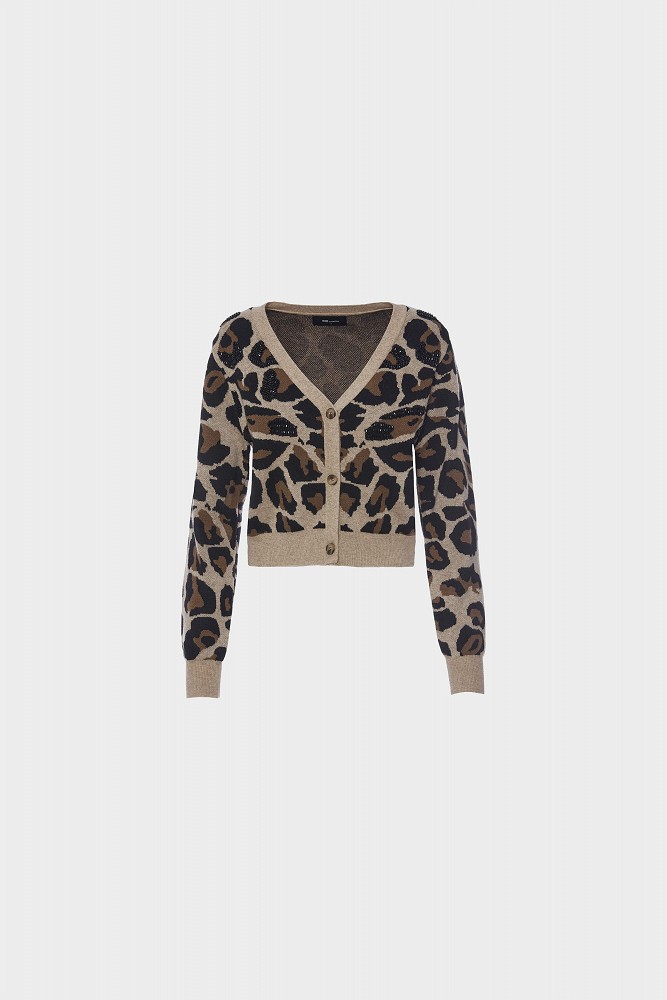 Leopard ζακέτα με στρας