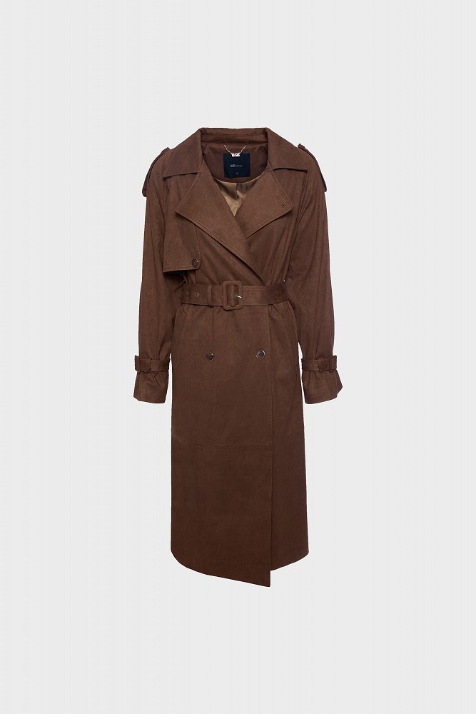 Suede μακριά καπαρτίνα