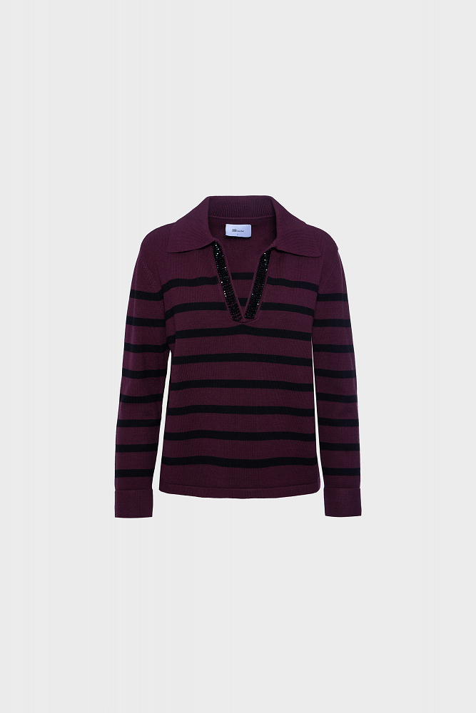 V neck ριγέ πουλόβερ
