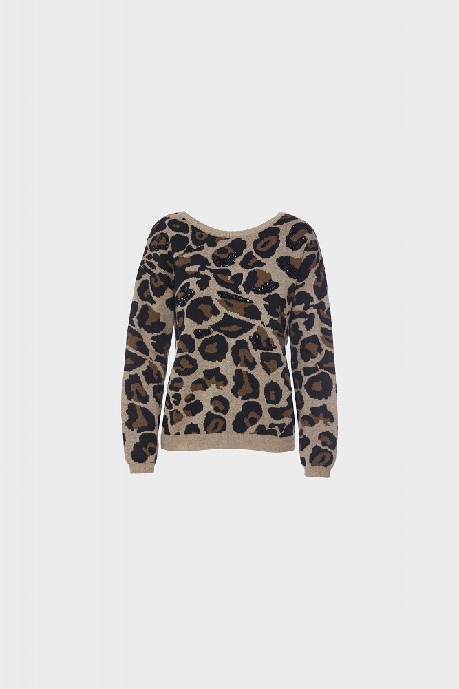 Leopard πουλόβερ με στρας