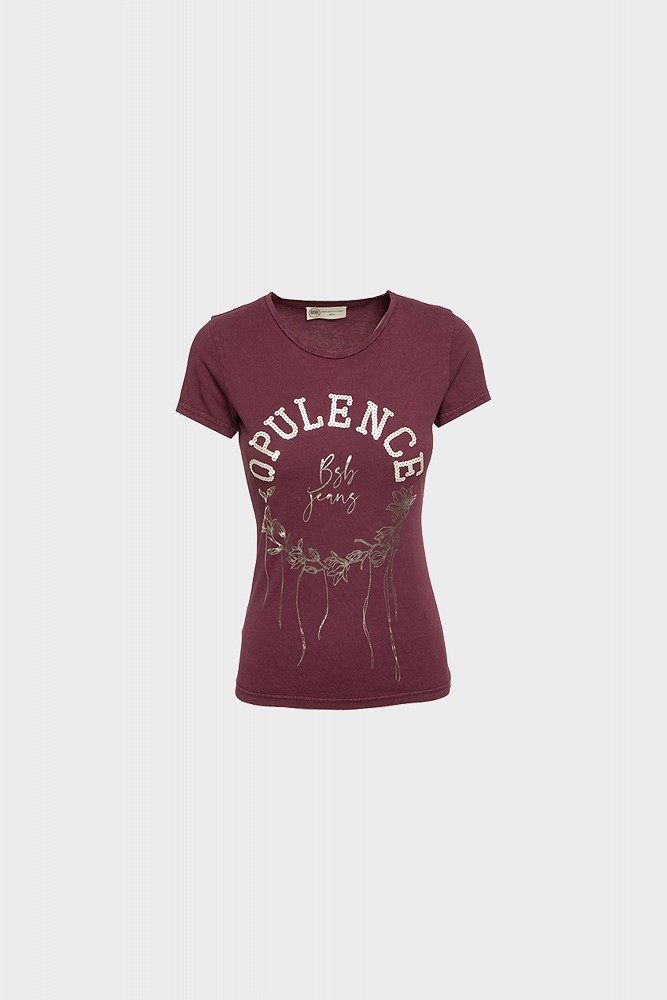 T-shirt με πούλιες και τύπωμα