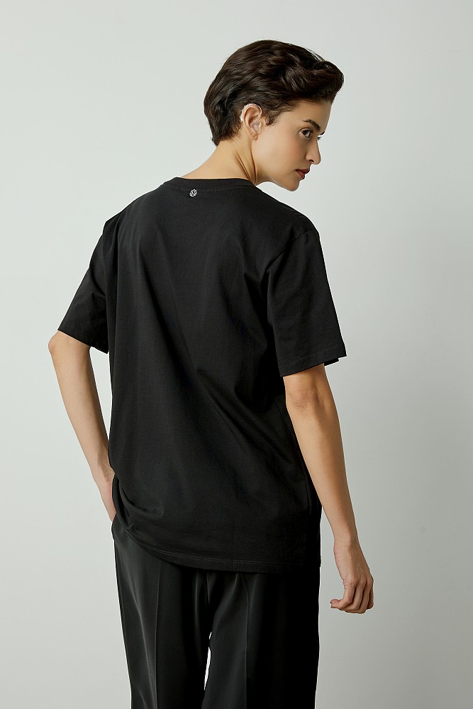 Oversized t-shirt με τύπωμα και στρας