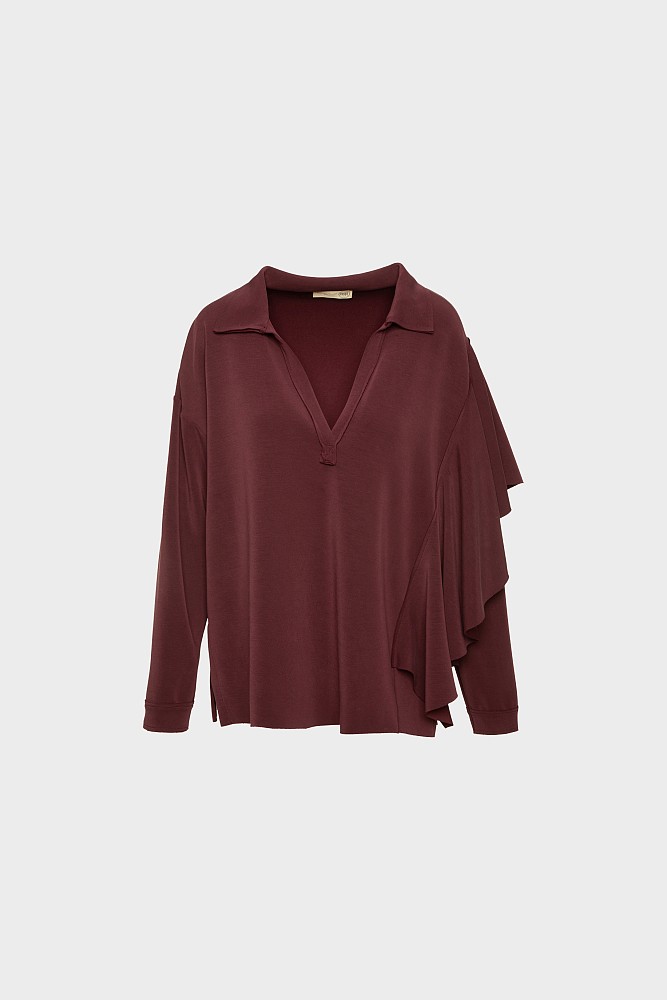 Μπλούζα V-neck με βολάν