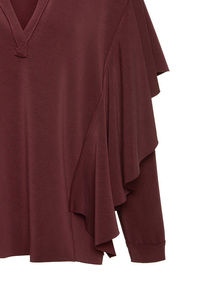 Μπλούζα V-neck με βολάν