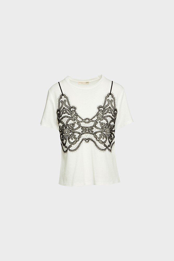 T-shirt με απλικέ δαντέλα