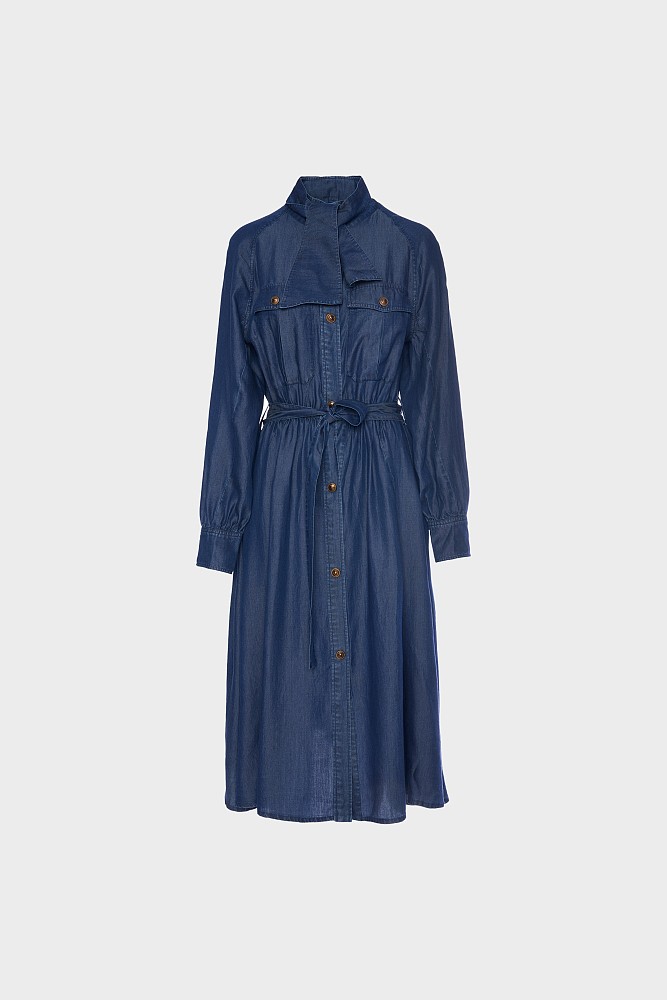 Μάξι σεμιζιέ denim φόρεμα