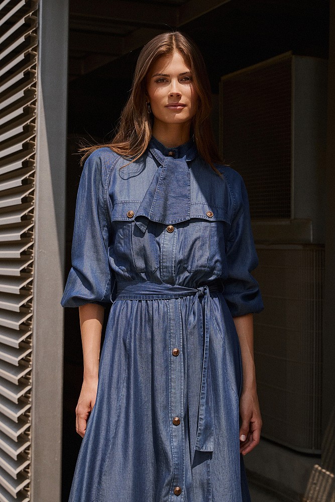 Μάξι σεμιζιέ denim φόρεμα