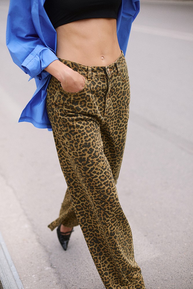 Erika wide-leg animal print τζιν