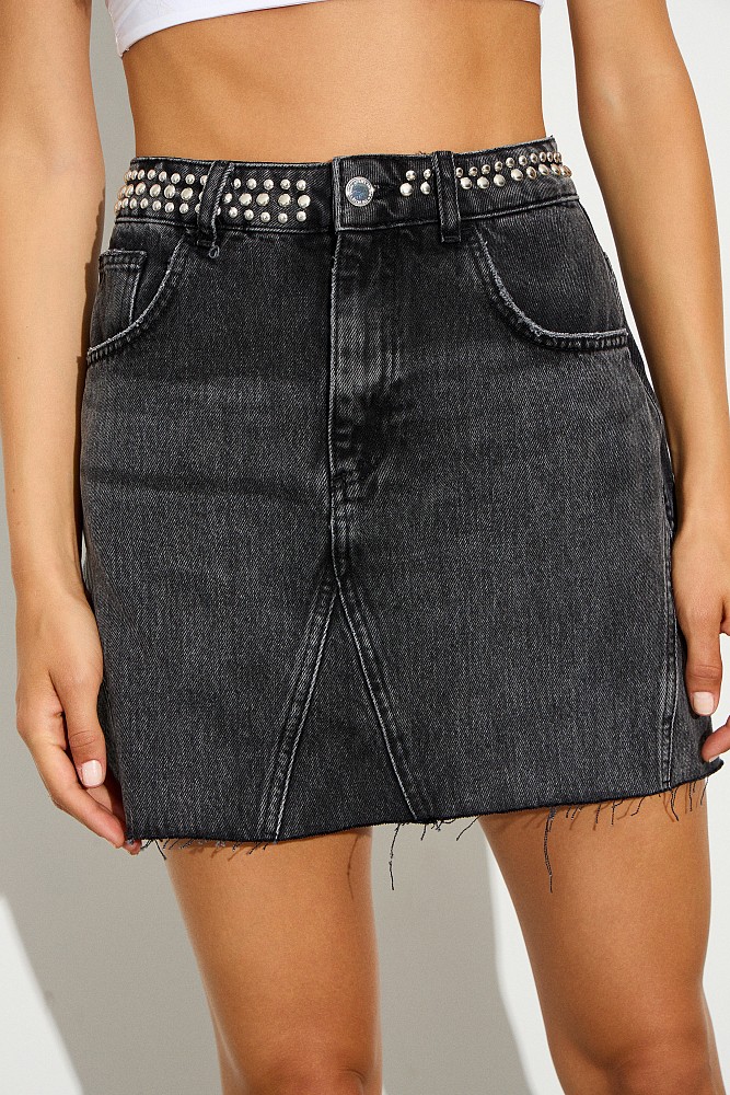 Μίνι denim φούστα με τρουκς