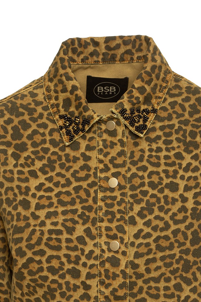Animal print τζιν τζάκετ