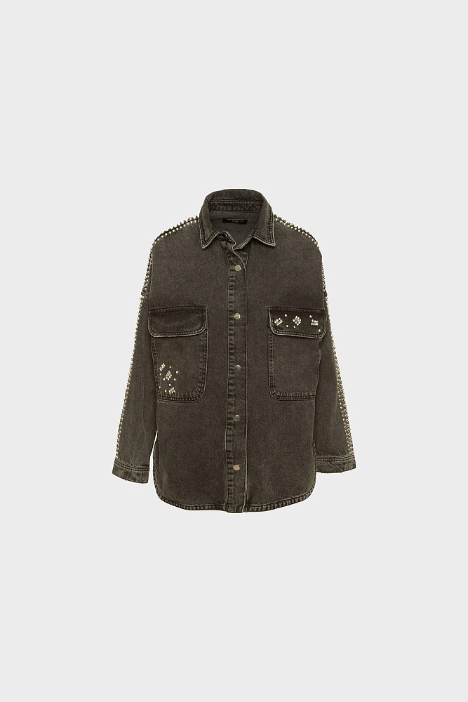 Denim overshirt με τρουκς
