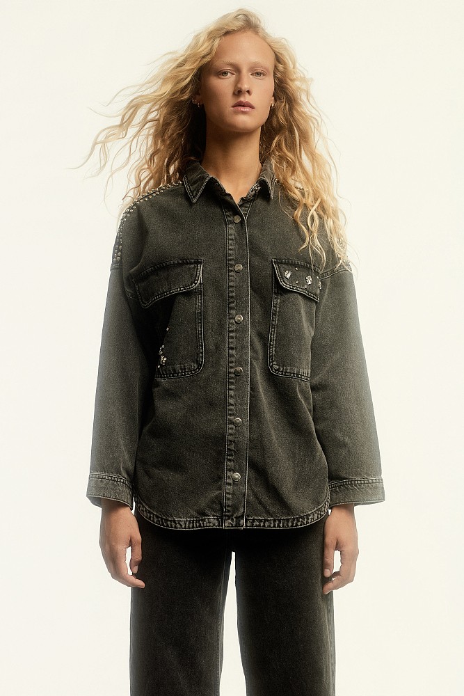 Denim overshirt με τρουκς