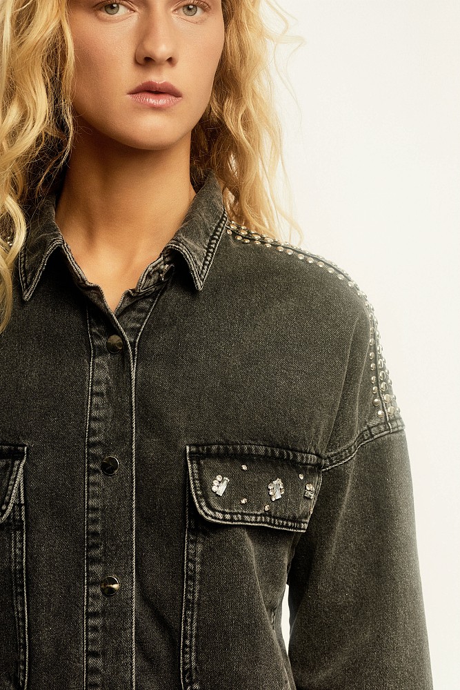 Denim overshirt με τρουκς