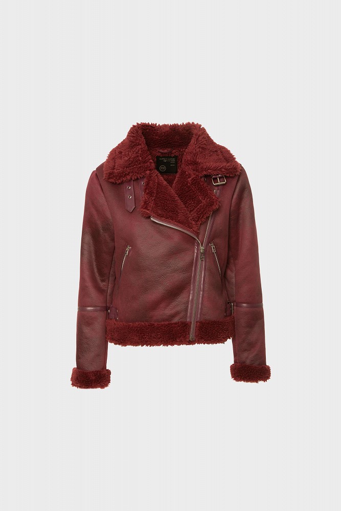 Leather look τζάκετ με γούνα