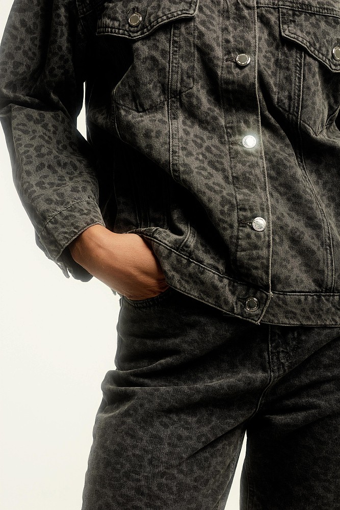 Leopard denim τζάκετ