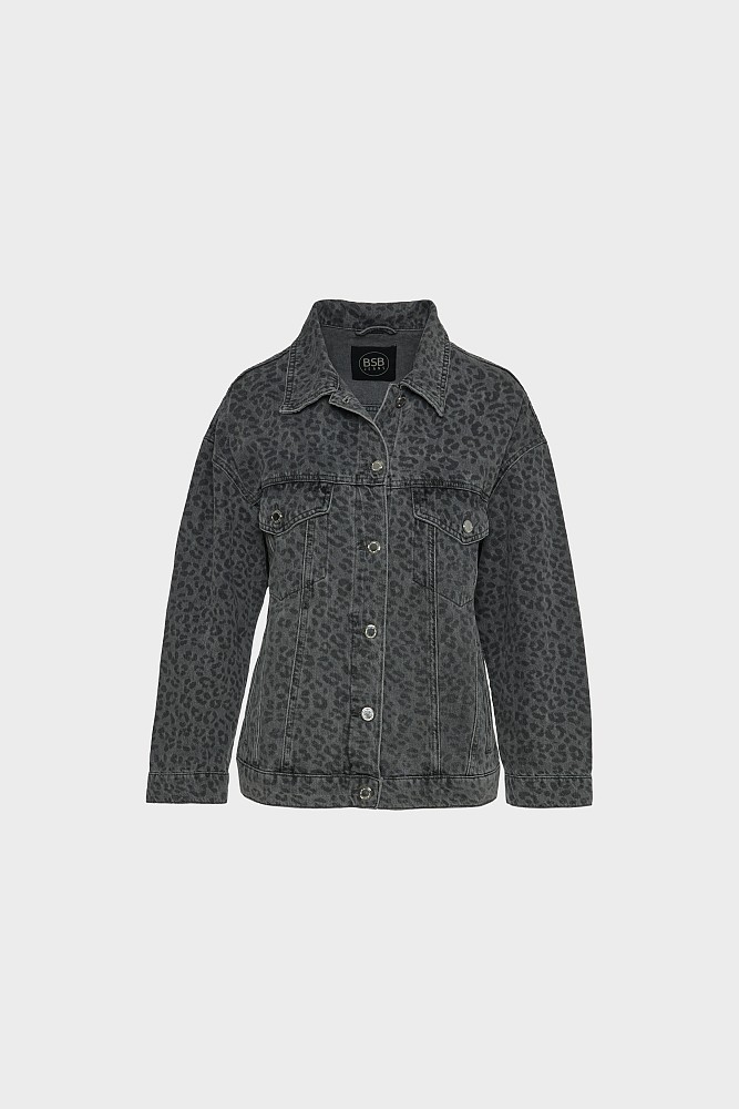 Leopard denim τζάκετ