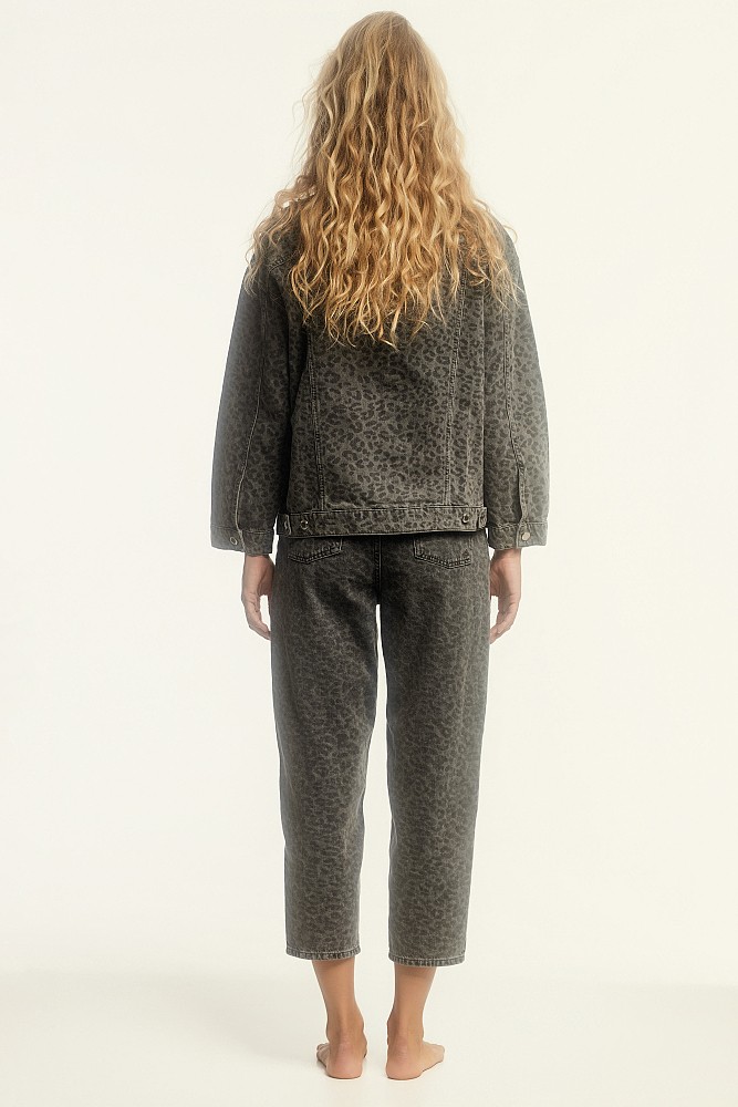 Leopard denim τζάκετ