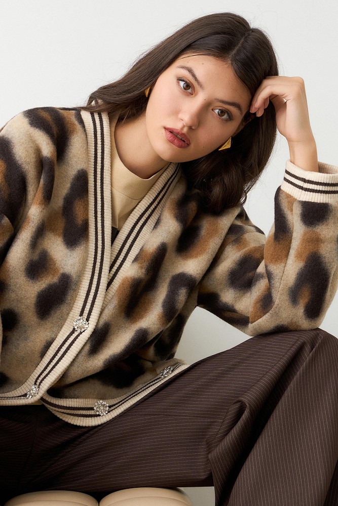 Oversized animal print bomber τζάκετ