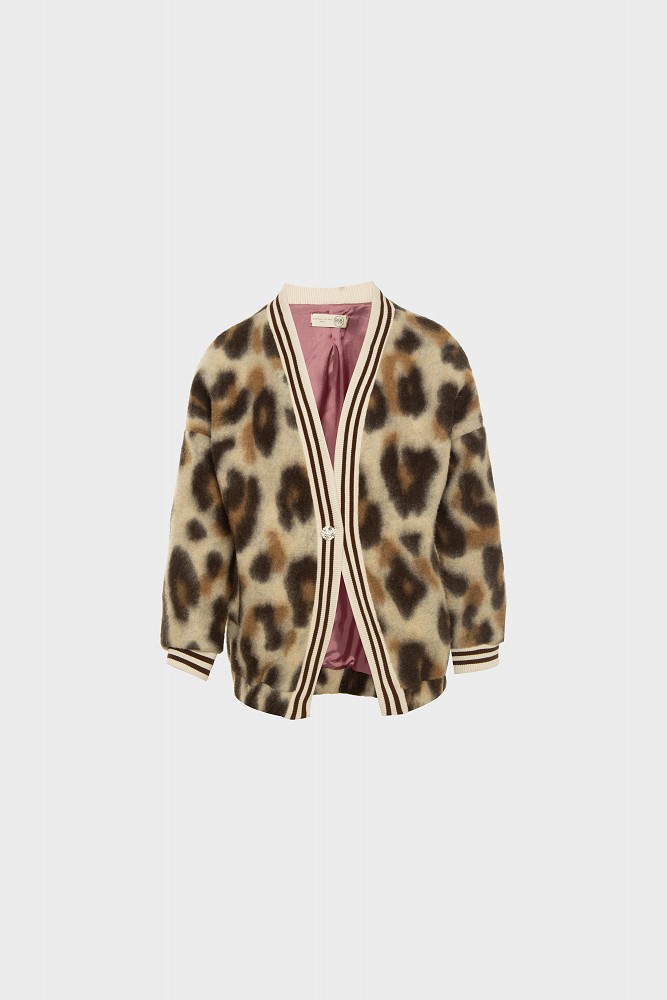 Oversized animal print bomber τζάκετ