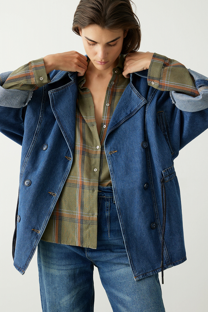 Denim κοντή καπαρντίνα