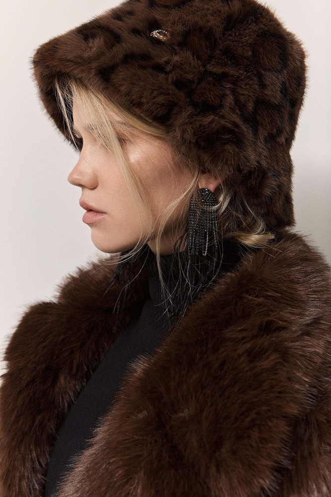 Γούνινο leopard bucket hat