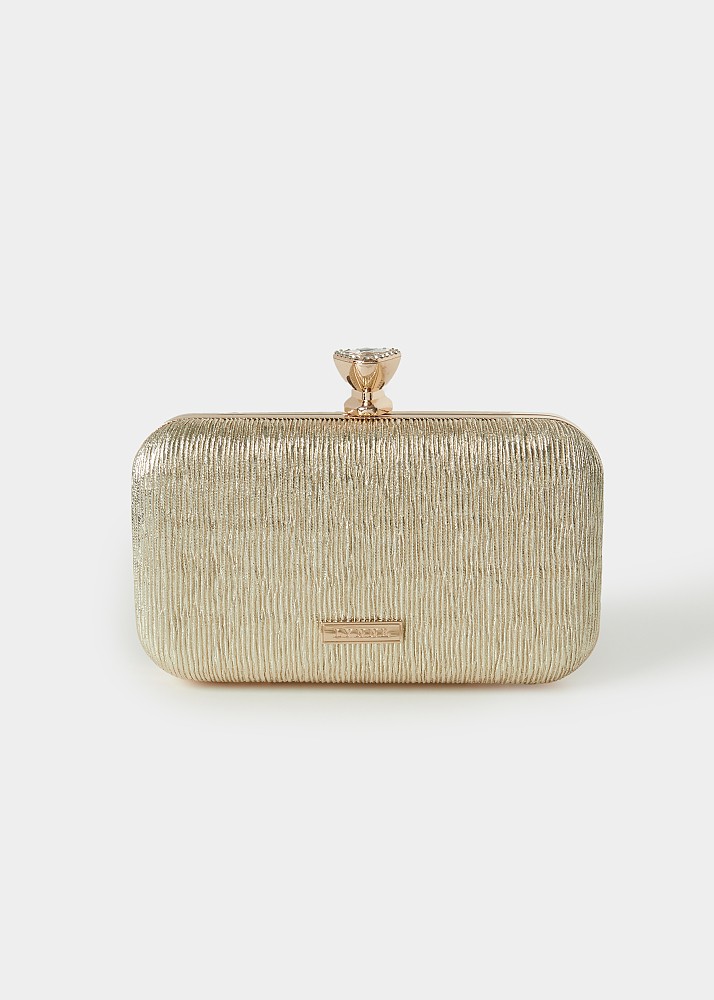 Γκοφρέ clutch τσάντα σε χρυσή όψη