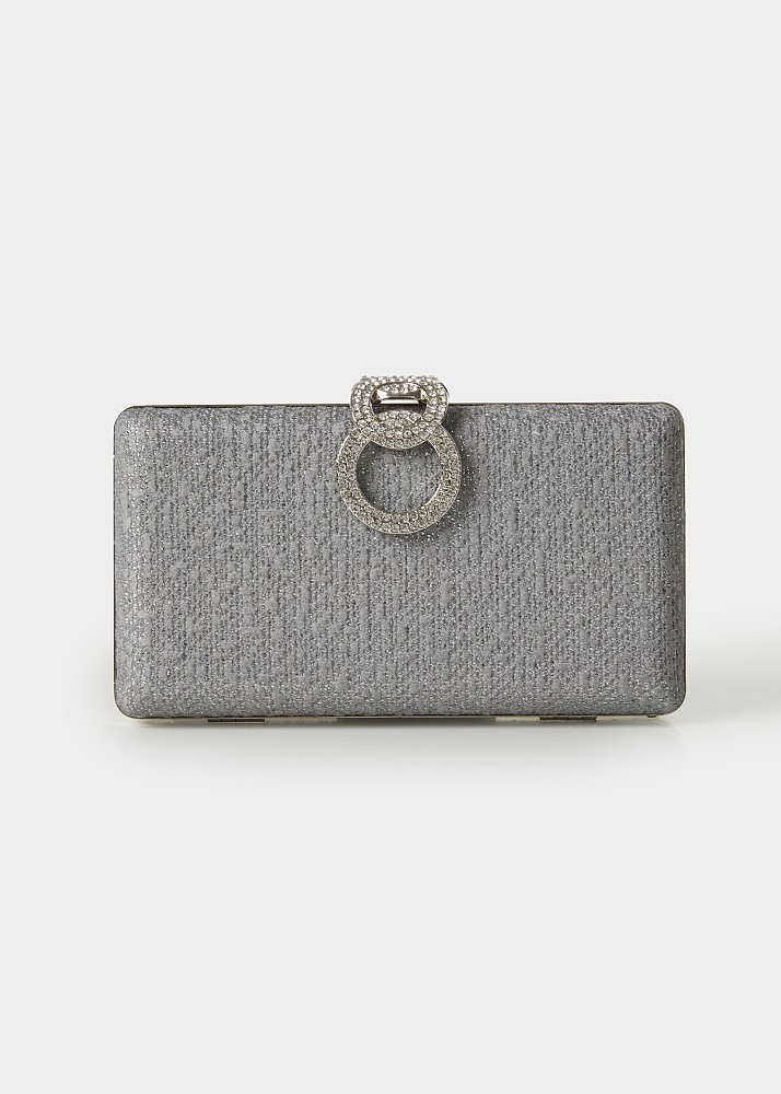 Clutch lurex τσαντάκι σε ασημί απόχρωση